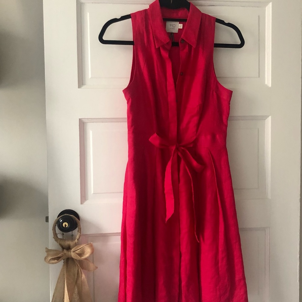 Anthropology linen pleated dress
